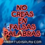 display NO CREAS EN FALSAS PALABRAS
