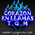 display CORAZON EN LLAMAS T . Q . M