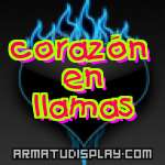 display corazón en llamas