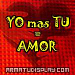 display YO mas TU = AMOR