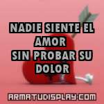 display NADIE SIENTE EL AMOR SIN PROBAR SU DOLOR